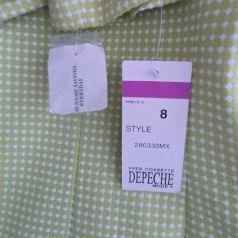 Y2K Yves Cossette Depeche Mode Green with white jacket NWT Size 8 - Picture 6 of 12
